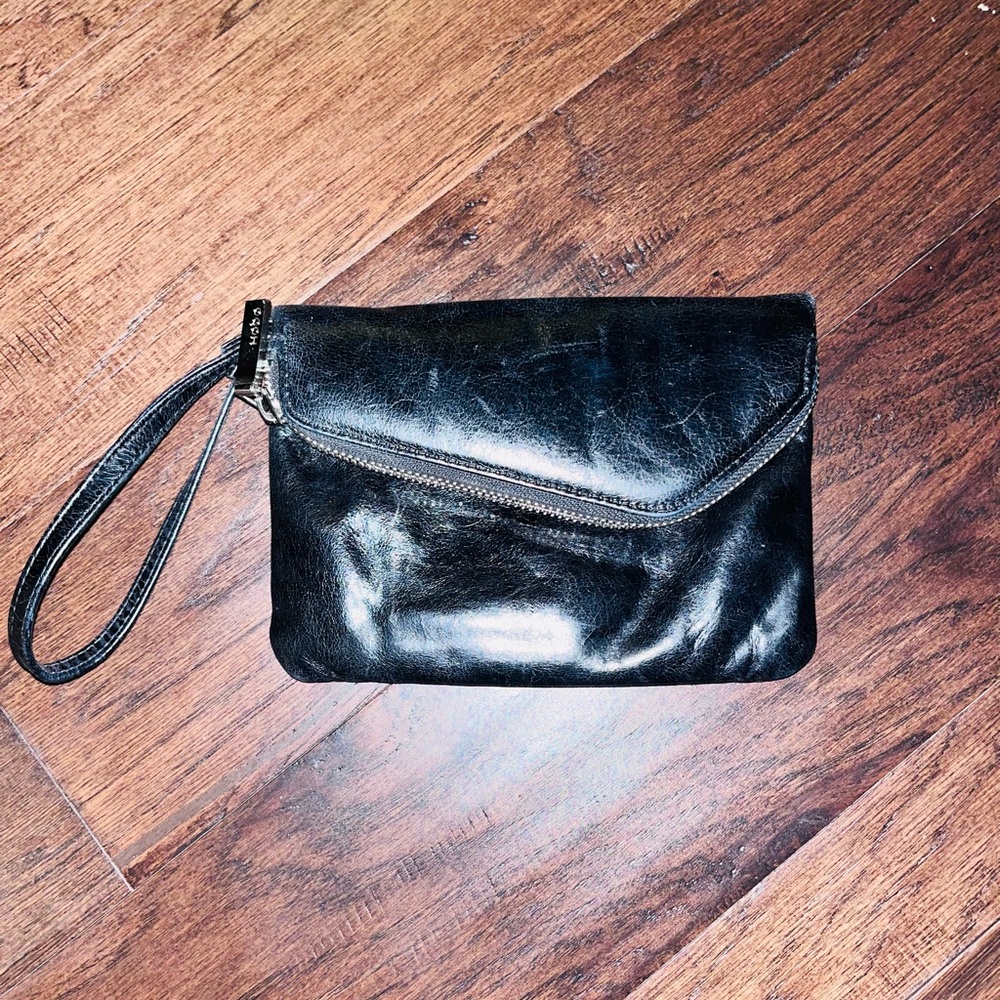 Hobo Black Leather Wristlet Clutch